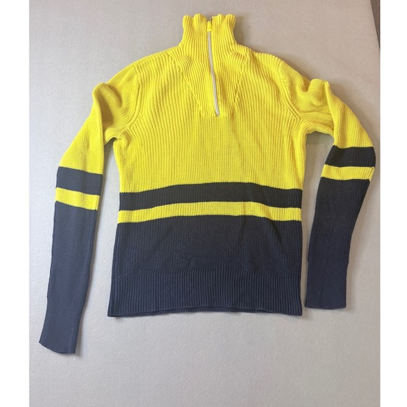 Lauren Active Ralph Lauren Sweaters - Lauren Active Ralph Lauren Yellow Navy Striped Quarter Zip Sweater S